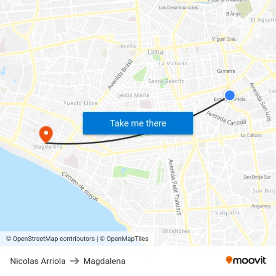 Nicolas Arriola to Magdalena map