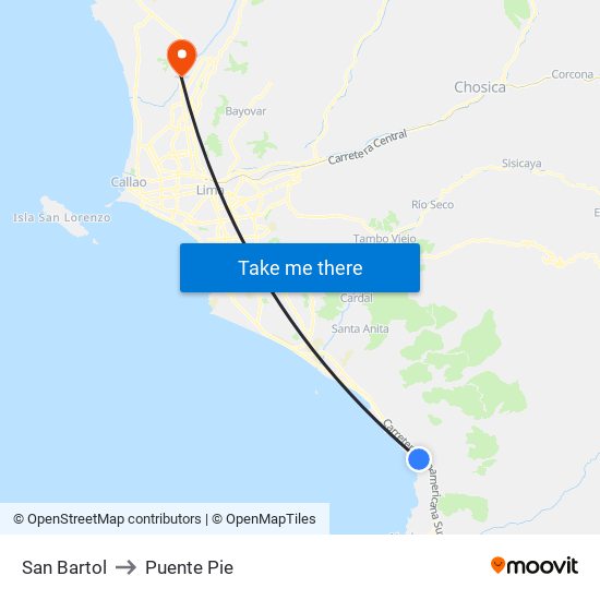 San Bartol to Puente Pie map