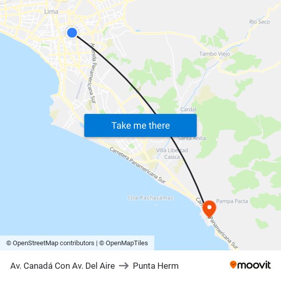 Av. Canadá Con Av. Del Aire to Punta Herm map