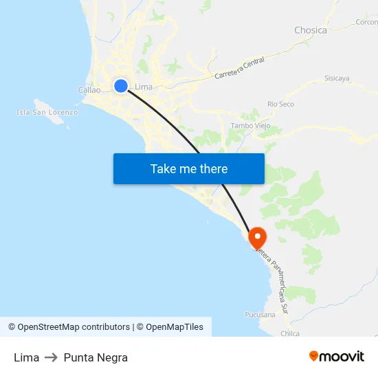 Lima to Punta Negra map