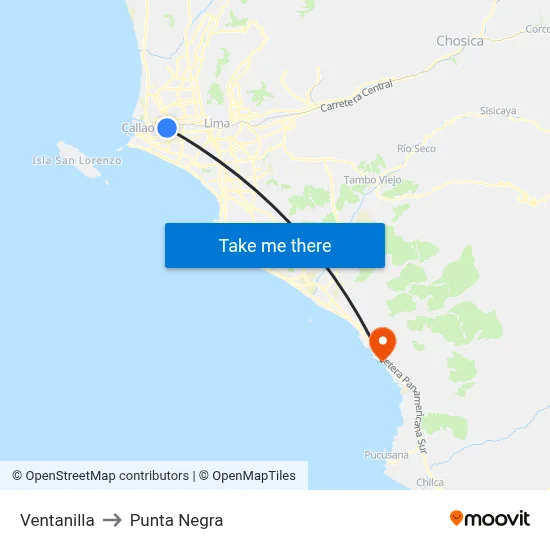 Ventanilla to Punta Negra map