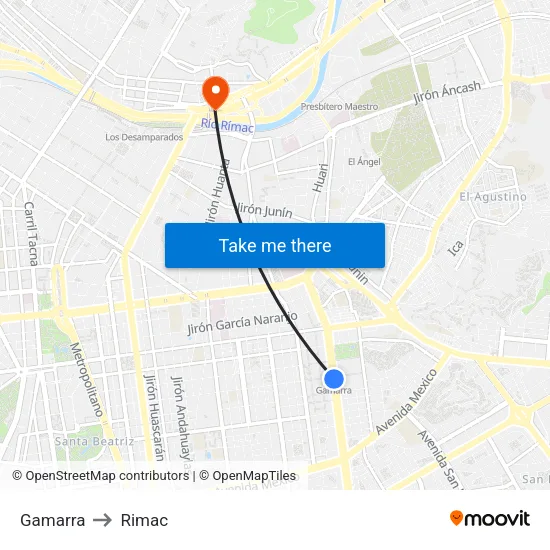 Gamarra to Rimac map