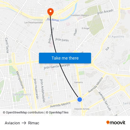 Aviacion to Rimac map