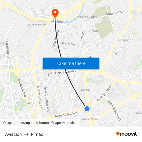 Aviacion to Rimac map