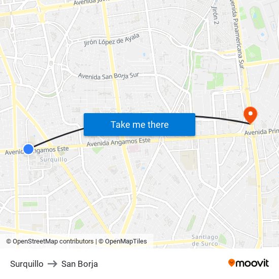 Surquillo to San Borja map