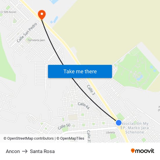 Ancon to Santa Rosa map