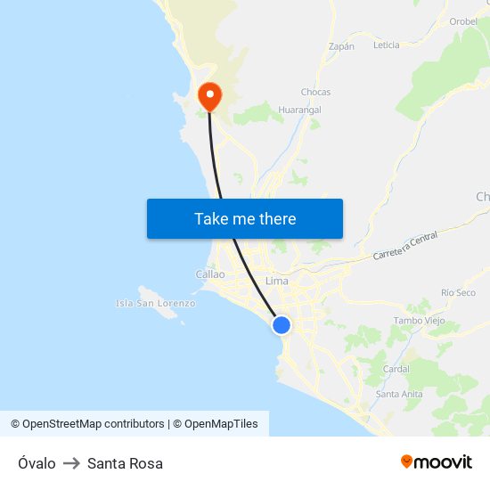 Óvalo to Santa Rosa map