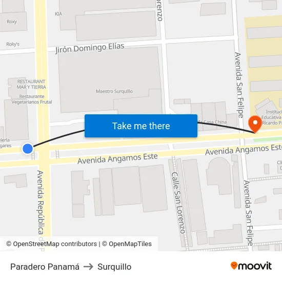 Paradero Panamá to Surquillo map