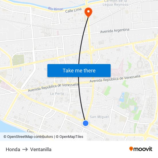 Honda to Ventanilla map