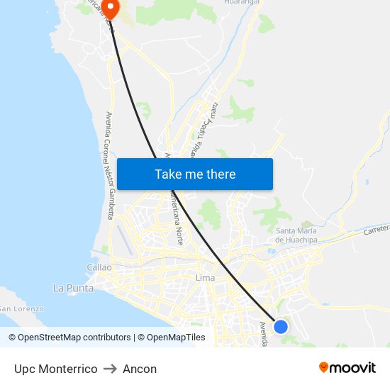 Upc Monterrico to Ancon map