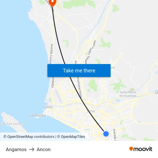 Angamos to Ancon map