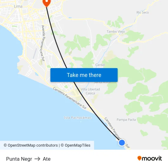 Punta Negr to Ate map