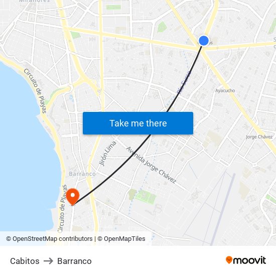 Cabitos to Barranco map