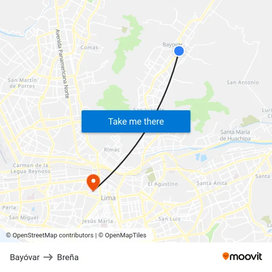 Bayóvar to Breña map