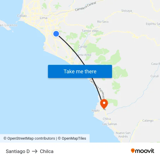 Santiago D to Chilca map
