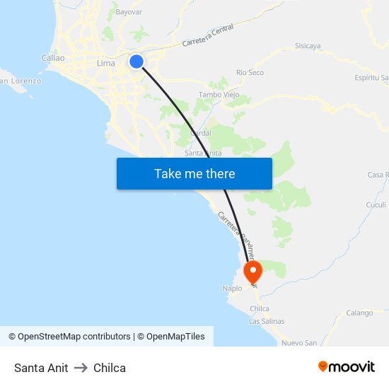 Santa Anit to Chilca map