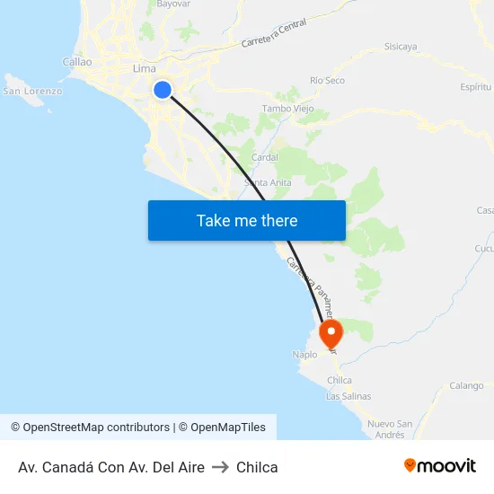 Av. Canadá Con Av. Del Aire to Chilca map