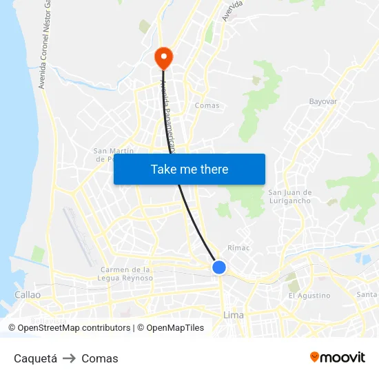 Caquetá to Comas map