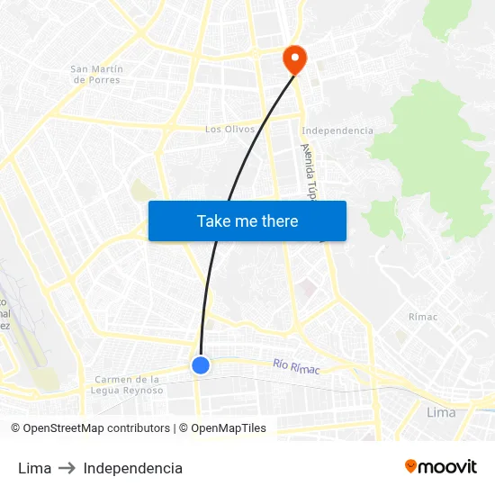Lima to Independencia map