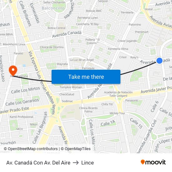 Av. Canadá Con Av. Del Aire to Lince map