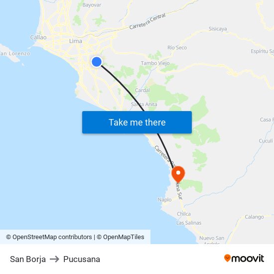 San Borja to Pucusana map