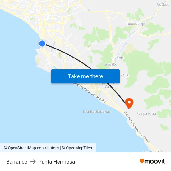 Barranco to Punta Hermosa map