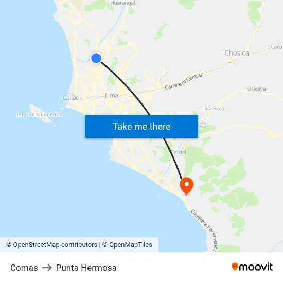Comas to Punta Hermosa map