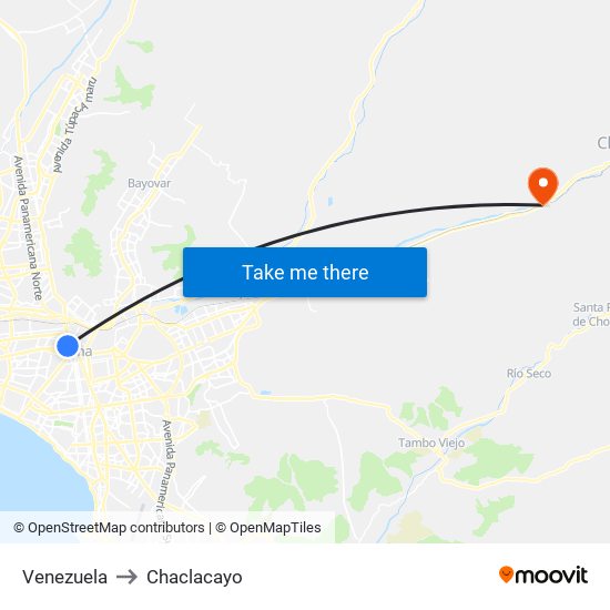 Venezuela to Chaclacayo map