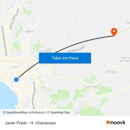 Javier Prado to Chaclacayo map