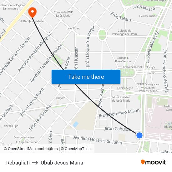 Rebagliati to Ubab Jesús María map