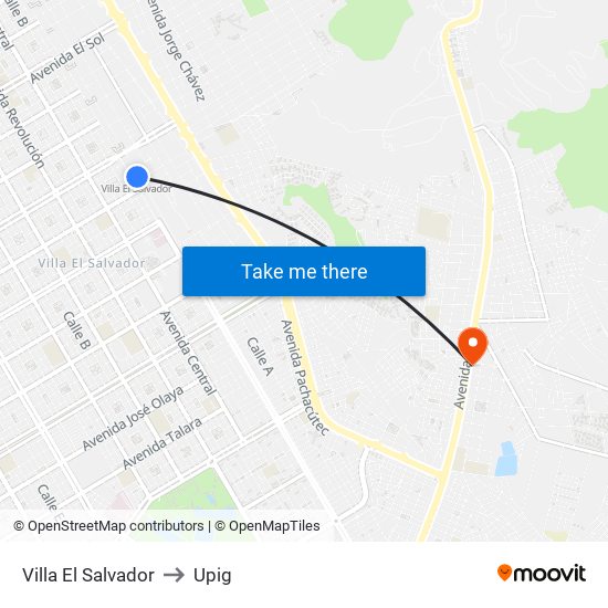 Villa El Salvador to Upig map