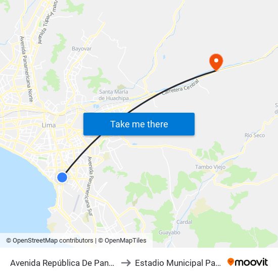 Avenida República De Panamá, 6239 to Estadio Municipal Pachacútec map