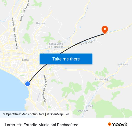 Larco to Estadio Municipal Pachacútec map