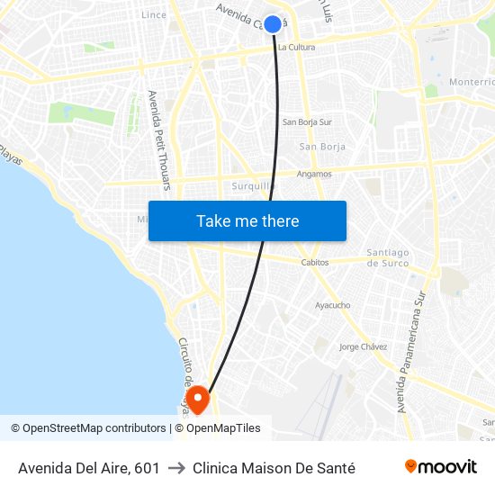Avenida Del Aire, 601 to Clinica Maison De Santé map