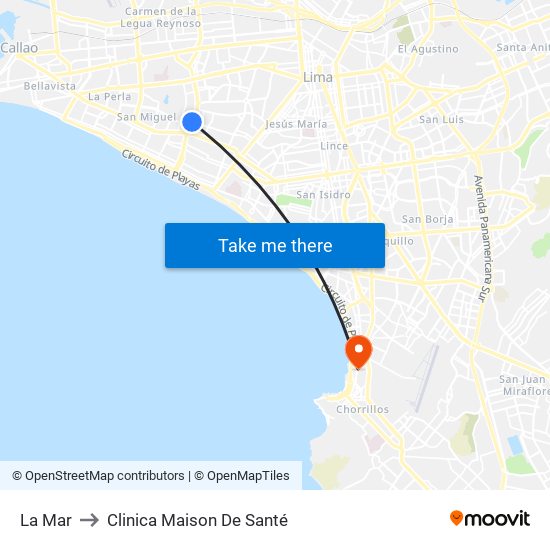 La Mar to Clinica Maison De Santé map