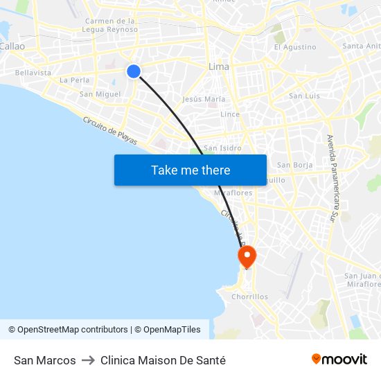 San Marcos to Clinica Maison De Santé map
