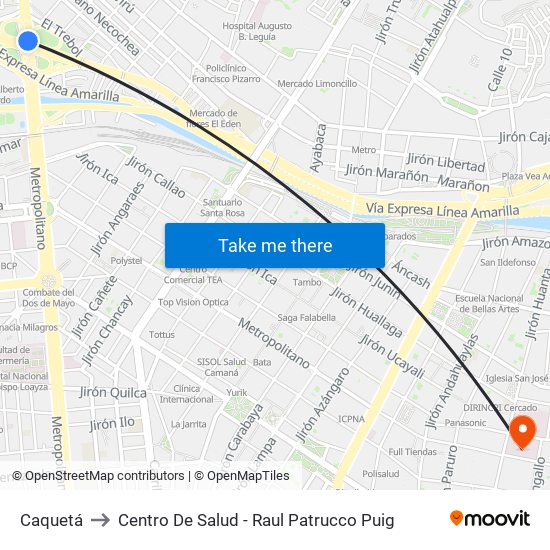 Caquetá to Centro De Salud - Raul Patrucco Puig map