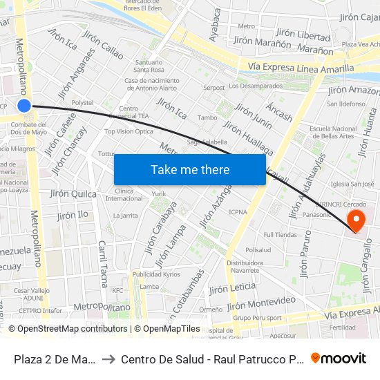 Plaza 2 De Mayo to Centro De Salud - Raul Patrucco Puig map