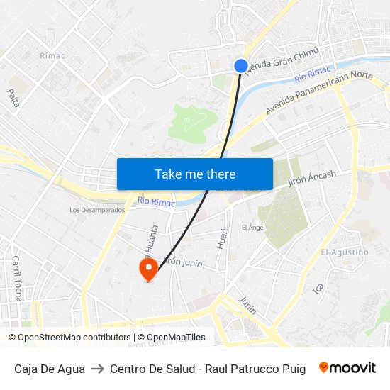 Caja De Agua to Centro De Salud - Raul Patrucco Puig map