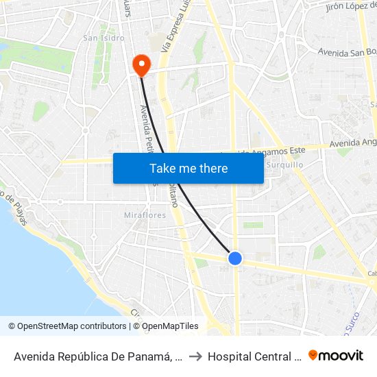 Avenida República De Panamá, 6190 to Hospital Central Fap map