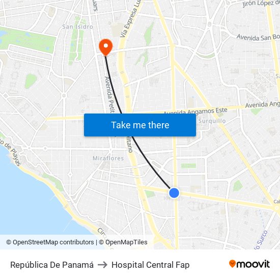 República De Panamá to Hospital Central Fap map