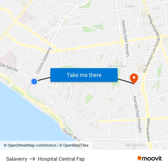 Salaverry to Hospital Central Fap map