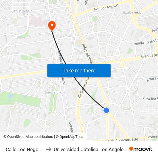 Calle Los Negocios, 499 to Universidad Catolica Los Angeles De Chimbote map