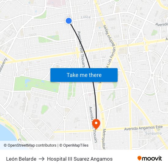 León Belarde to Hospital III Suarez Angamos map