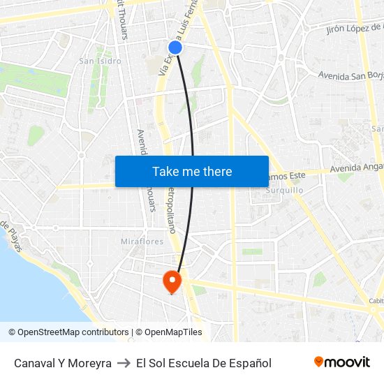 Canaval Y Moreyra to El Sol Escuela De Español map