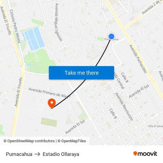 Pumacahua to Estadio Ollaraya map