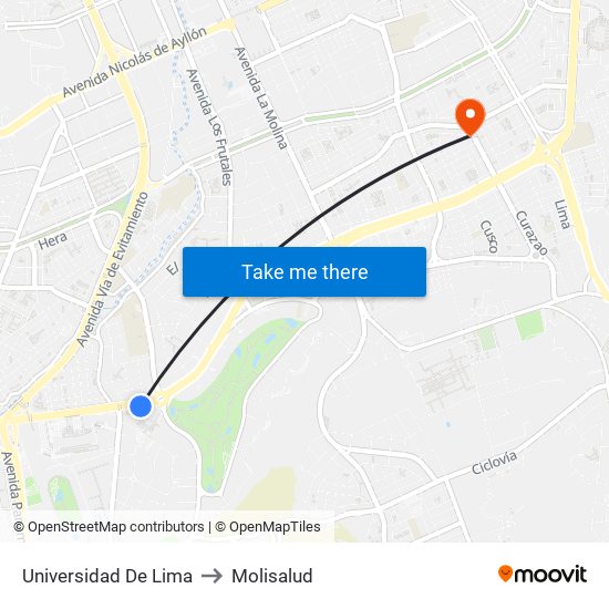 Universidad De Lima to Molisalud map