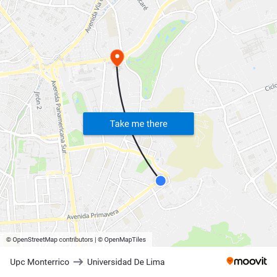 Upc Monterrico to Universidad De Lima map