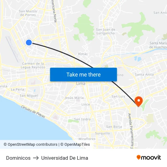 Dominicos to Universidad De Lima map