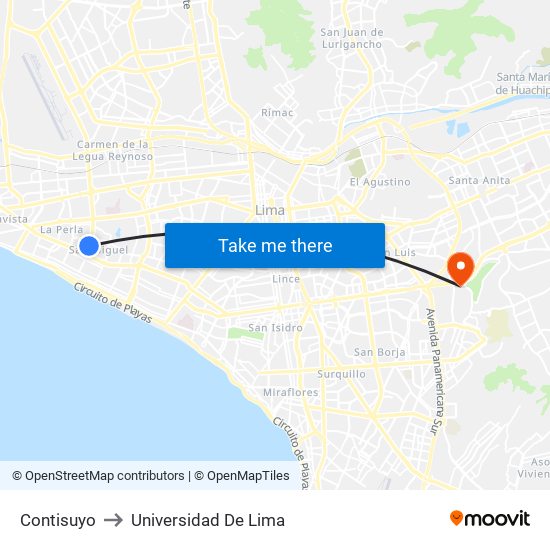 Contisuyo to Universidad De Lima map